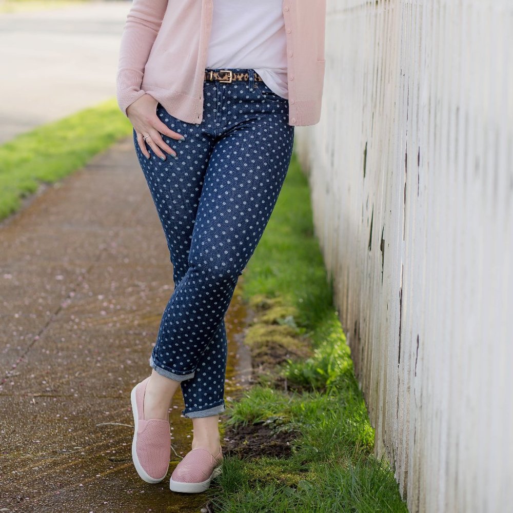 J. Crew Toothpick Ankle Skinny Polka Dot Jeans Sz 32